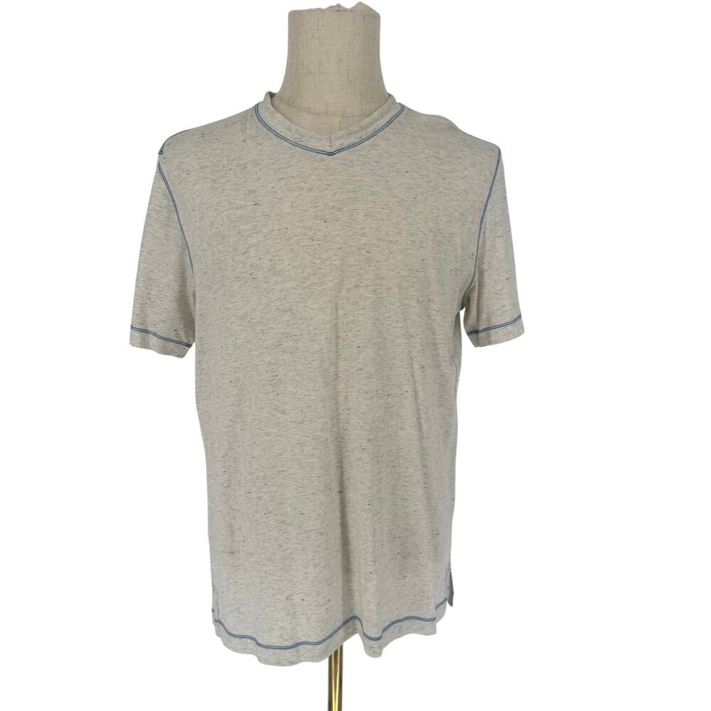 Robert Graham Traveler Short Sleeve V-Neck T-Shirt Heather Grey M